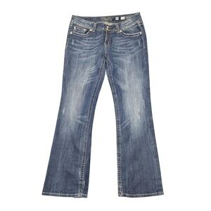 Miss Me Boot Jeans Womens 34 Blue Med Wash Bootcut Distressed Denim Y2K